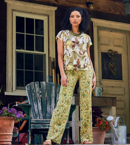 Maliparmi, Knit Jersey, botanica print elastic trousers-Italian Designer Collection-Trousers