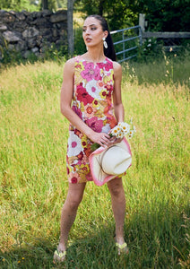 London Times, Sheath Mini Dress in cotton Floral Print-Dresses