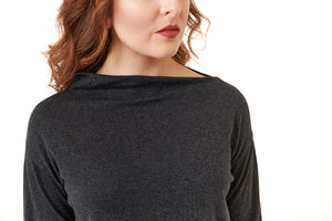 SWTR, Cotton Cashmere split mock neck sweater-
