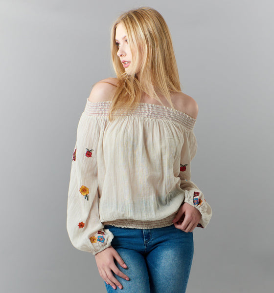 White off the 2024 shoulder peasant top