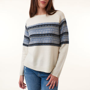SWTR, wool cashmere blend, fair isle crew neck sweater-