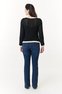 Aldo Martins, Sustainable Cotton Ani crochet knit jacket with contrast trim-Tops