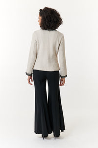 Aldo Martins, Sustainable Cotton Cal boucle knit jacket with contrast trim-Luxury Knitwear