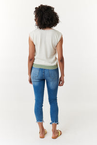 Aldo Martins, Sustainable Cotton Blend, Mali sleeveless sweater with flower print- Capjuluca Collection-Sweaters