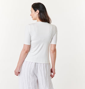 Ioanna Korbela,Sustainable Modal, short sleeve jersey knit v neck top-Essentials