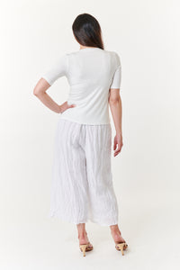 Amici for Baci, Organic Linen, crinkled palazzo pants -Italian Designer Collection-Resort Wear