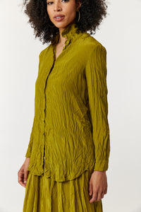 Amici for Baci, Rayon, silky pleats button down shirt jacket- Italian Designer Collection-Amici for Baci