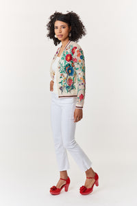 Aratta , Bellezza Embroidered Bomber Jacket in Black-Tops