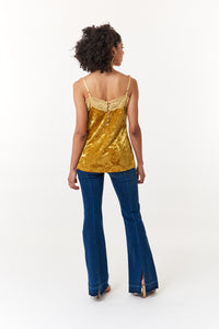 Aratta, Crushed Velvet strapped camisole top with lace-Promo Eligible