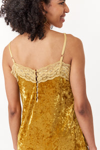 Aratta, Crushed Velvet strapped camisole top with lace-Aratta