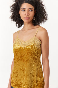 Aratta, Crushed Velvet strapped camisole top with lace-Aratta