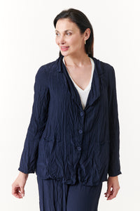 Amici for Baci, Rayon, silky pleated 3 button blazer- Italian Designer Collection-Jackets