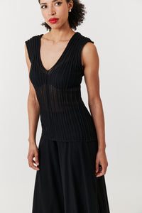 -Luxury KnitwearIoanna Korbela,  archetypes sleeveless ribbed knit blouse