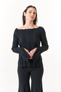 -Luxury KnitwearIoanna Korbela, Modal, large rib knit long sleeve sweater
