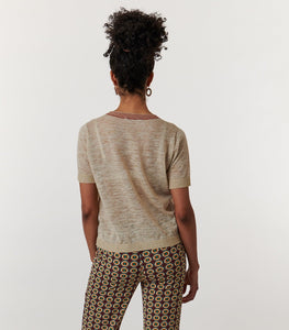Maliparmi, Linen Knit summer tee shirt-Italian Designer Collection-High End Tops