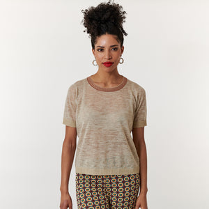 Maliparmi, Linen Knit summer tee shirt-Italian Designer Collection-