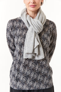 Kier & J, Cashmere long scarf in heather gray-Fine Knitwear