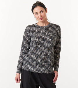 Maliparmi,  Alpaca, crew neck sweater original fan print-Italian Designer Collection-