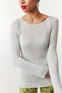 Maliparmi, Lurex, soft touch rib knit sweater-Italian Designer Collection-
