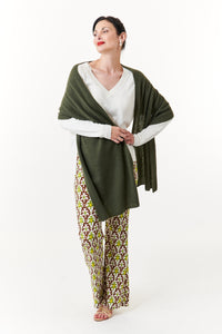 Kier & J, Cashmere long scarf 85x18 in dark olive-Gifts - Scarves