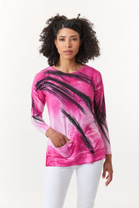 Melarosa, hand painted knit  tunic in fuschia watercolor-Italian Designer Collection-High End