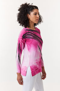 Melarosa, hand painted knit  tunic in fuschia watercolor-Italian Designer Collection-High End Tops