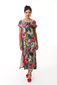 Aldo Martins, Viscose, Vera Maxi dress in Black Floral- Capjuluca Collection-