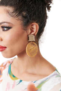 Francine Bramli, Resin, Arnelie Disc Earrings in Marbled Camel-Jewelry