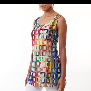 Kozan, Knit, Dakota Sleeveless Tunic in windows print-
