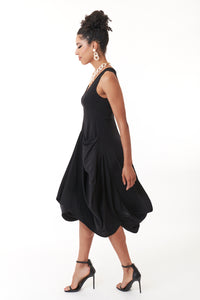Kozan,  Knit, Dante Midi Harem Dress in black-