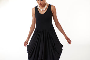 Kozan,  Knit, Dante Midi Harem Dress in black-Dresses