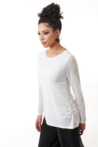 Kozan, Knit, Mia Ruched Mesh Top in Ivory-