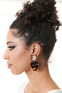 Francine Bramli, Resin, Ibiza Tortoiseshell Disc Earrings-Jewelry