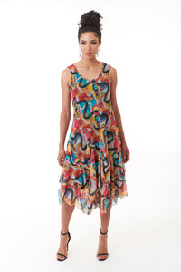 Kozan, Mesh, Martha ruffled Midi Dress in Matisse print-Kozan
