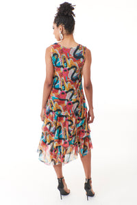 Kozan, Mesh, Martha ruffled Midi Dress in Matisse print-Dresses