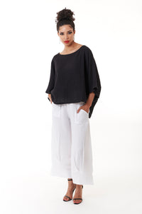 Kozan Ruby Harem Elastic Waist cotton Trouser in White-
