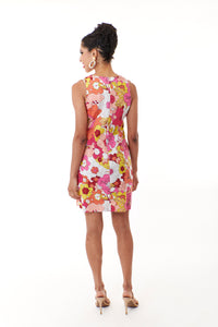 London Times, Sheath Mini Dress in cotton Floral Print-Resort Wear