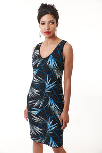 -New DressesCatherine Malandrino, Jersey, reversible sheath midi dress in black palms