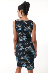 Catherine Malandrino, Jersey, reversible sheath midi dress in black palms-Resort Wear