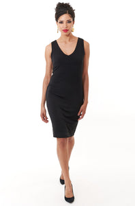 Catherine Malandrino, Jersey, reversible sheath midi dress in black palms-Midi Dress