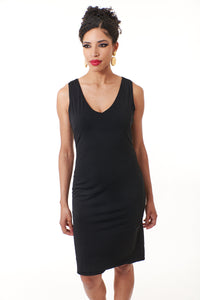 Catherine Malandrino, Jersey, reversible sheath midi dress in black palms-Promo Eligible