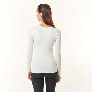 Premium seamless long sleeve crew neck top in ivory-Long Sleeve