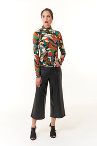 Aldo Martins, Agnes High Neck Knit sweater in orange camo-New Tops