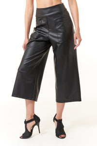 Clara Sun Woo, faux Liquid Leather Gaucho Pant-Trousers