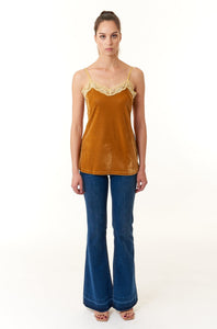 Aratta, velvet strapped camisole with beaded trim-Tops