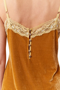 Aratta, velvet strapped camisole with beaded trim-Tops