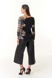 Clara Sunwoo, Soft Knit Top w/ Side Twist Detail in brushstroke-