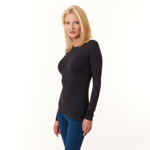 Premium seamless long sleeve top in black-