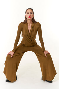Ioanna Korbela, Sustainable Eco Vital Knit Trousers with side slits-Palazzo Pants