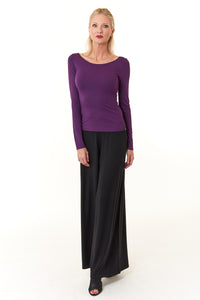 Ioanna Korbela, sustainable jersey knit long sleeve top in purple-Loungewear